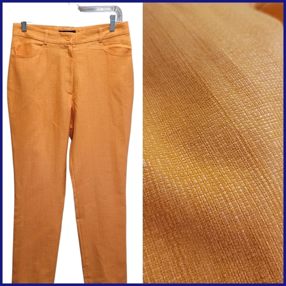 Sz 6 Lyn Devon Orange Slacks Silk Lining Cotton Blend